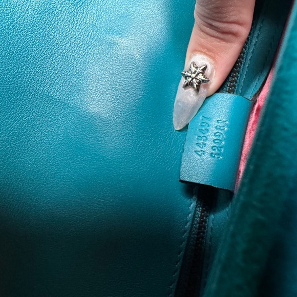 Gucci Turquoise Velvet Matelasse GG Marmont Small Shoulder Bag - Picture 13 of 14